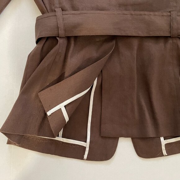 Bebe Vintage Linen Pant Suit | Dark Rum/Brown w/White Trim & Belt | EUC - Picture 5 of 16
